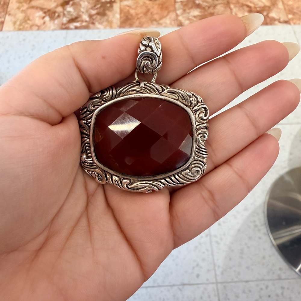 Elegant Silver and Brown Pendant